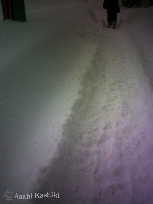 雪道を歩く歩行者２